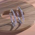 Load image into Gallery viewer, Crystal Circle Silver Hoop Earrings
