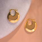 Load image into Gallery viewer, Flat Monet Gold Hoop Earrings
