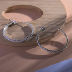 Load image into Gallery viewer, Crystal Circle Silver Hoop Earrings