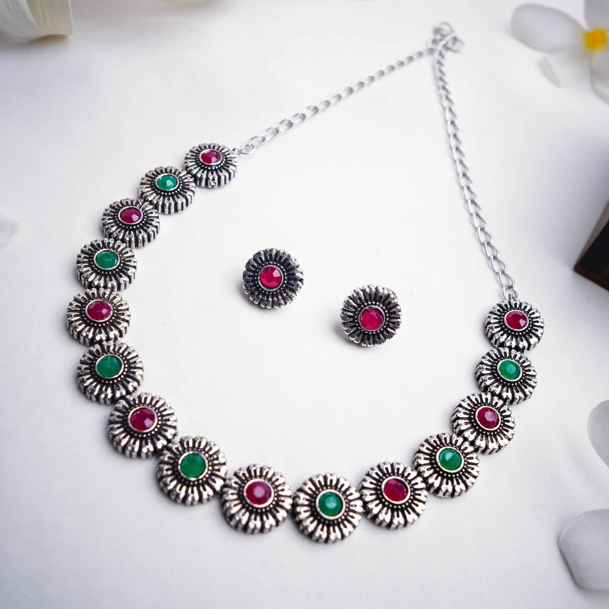 Sterling Silver Multicolor Necklace Set