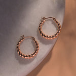 Load image into Gallery viewer, Rose Gold Curl Hoops Earrings