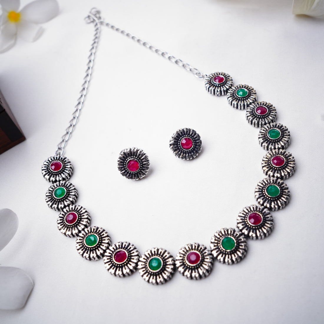 Sterling Silver Multicolor Necklace Set