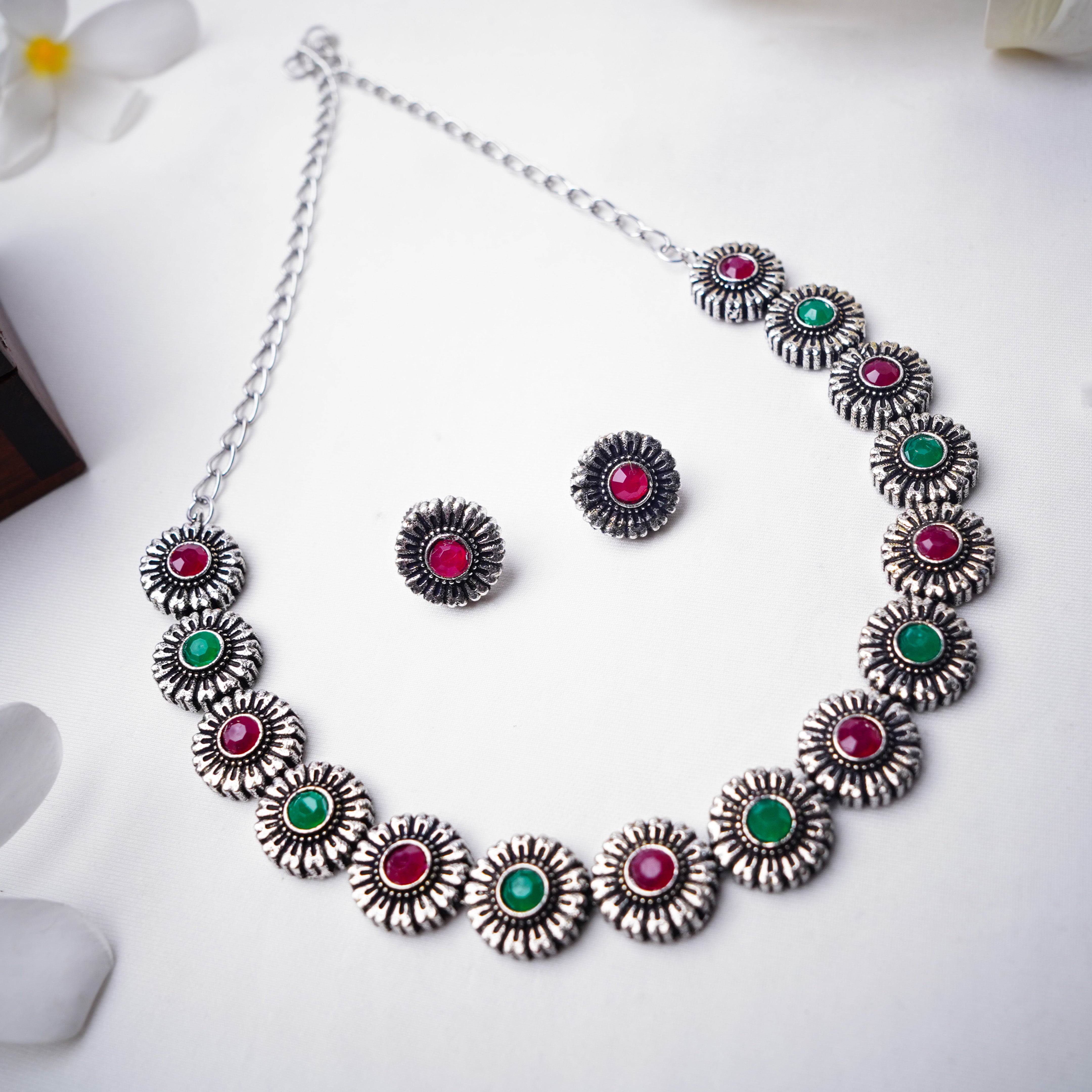 Sterling Silver Multicolor Necklace Set