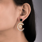 Load image into Gallery viewer, C Shape Hoop Pearl Studs Earrings