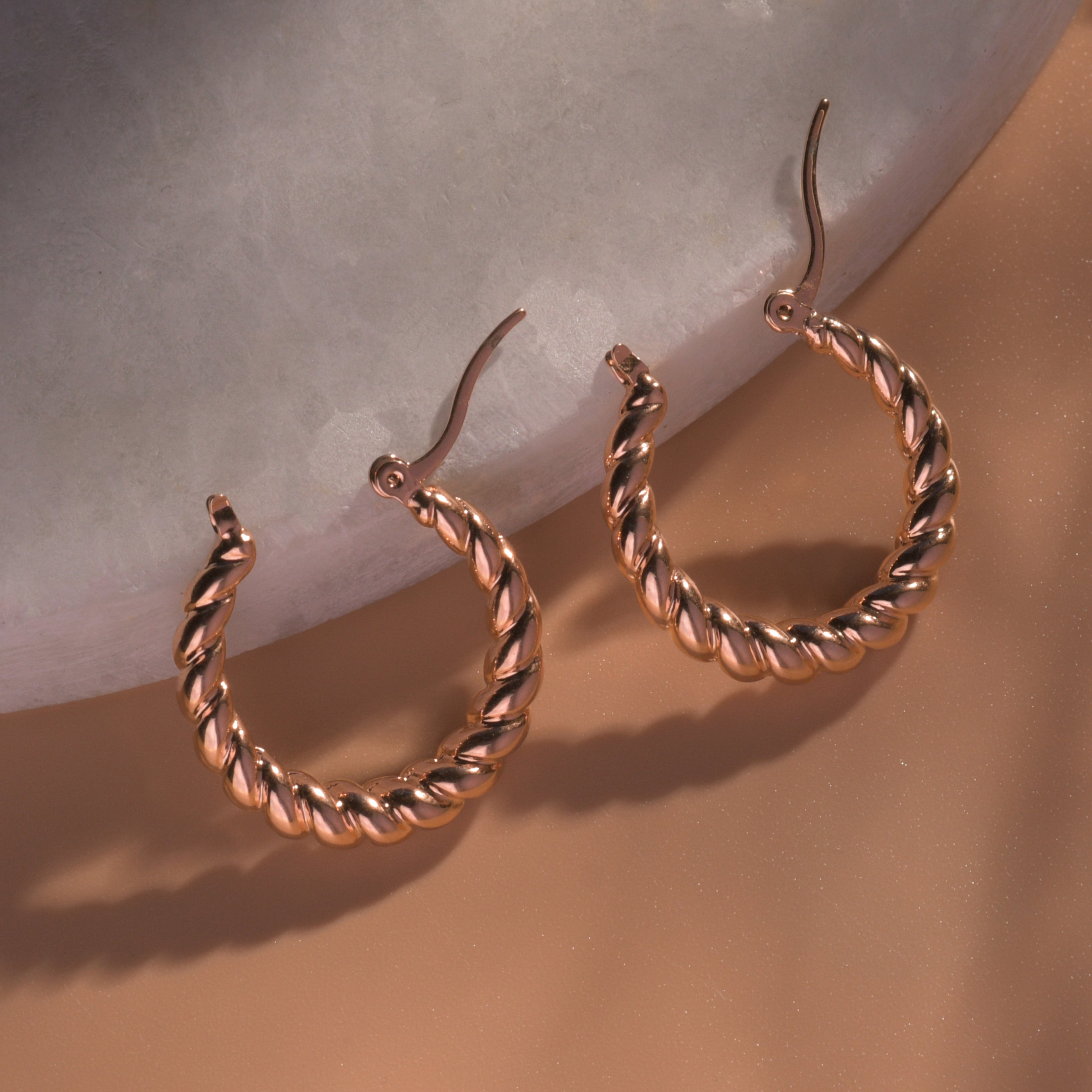 Rose Gold Curl Hoops Earrings