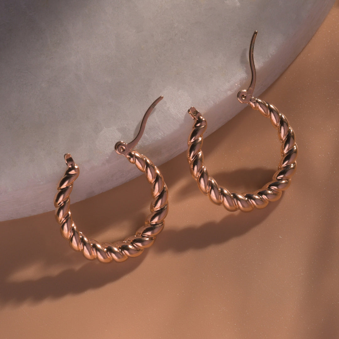 Rose Gold Curl Hoops Earrings