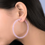Load image into Gallery viewer, Candy Shinny Hoops Pink Earrings