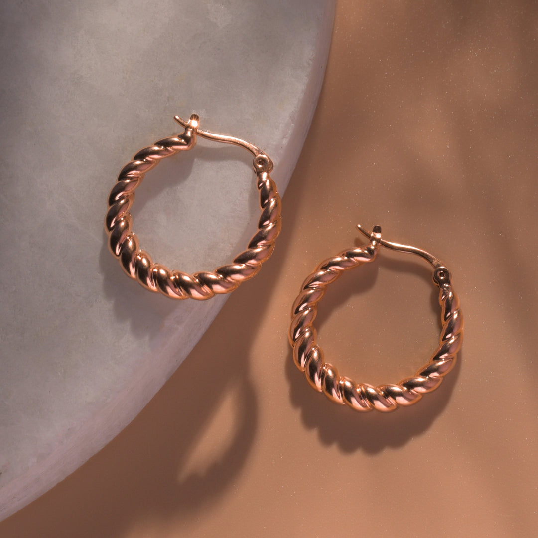 Rose Gold Curl Hoops Earrings