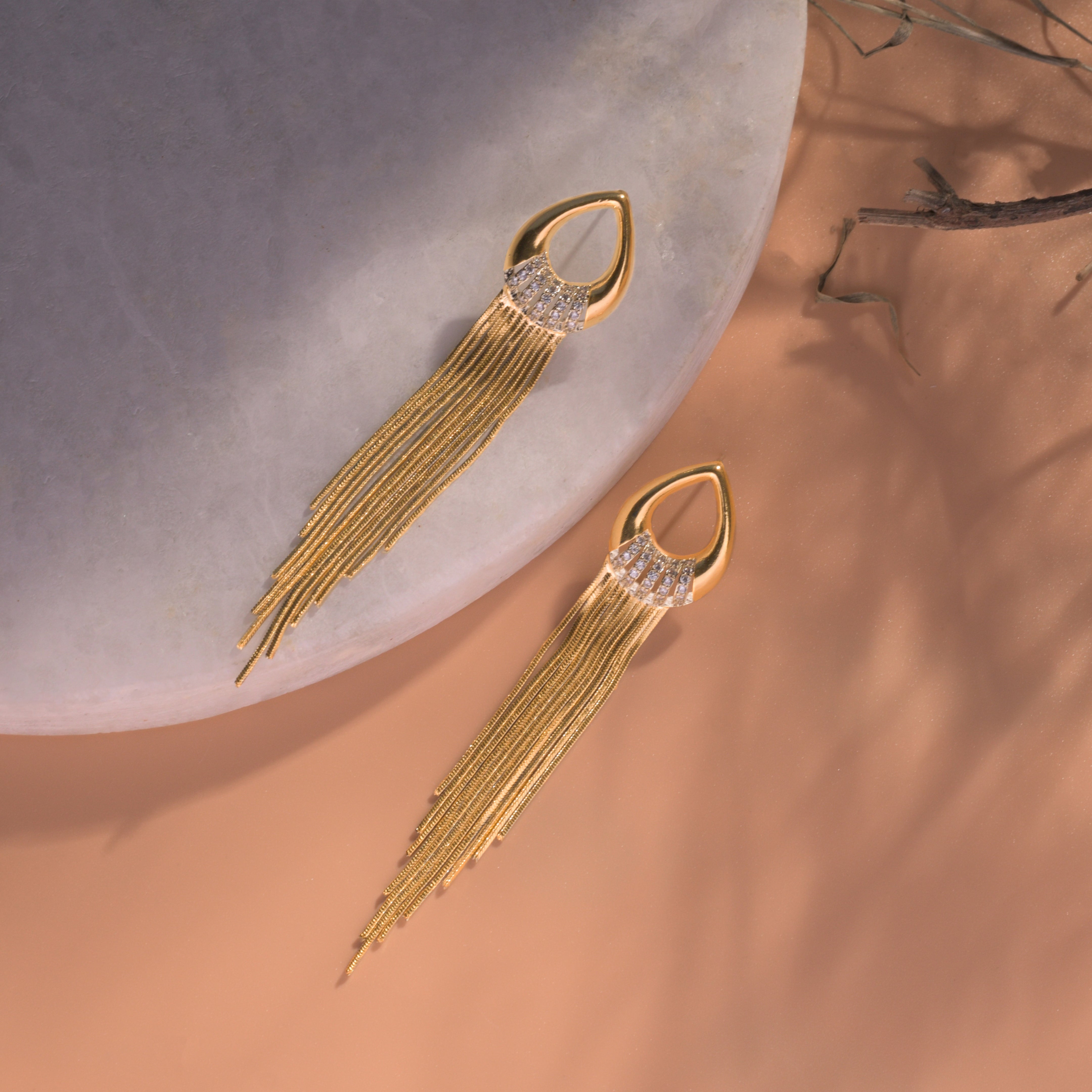 Gold Plated Hanging Chains Earrings
