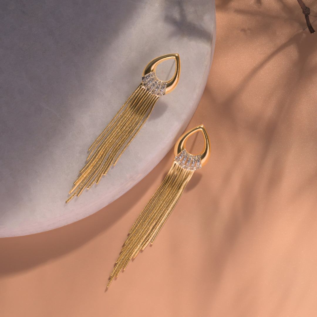 Gold Plated Hanging Chains Earrings