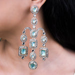 Load image into Gallery viewer, Twilight Statement Cyan Stones Earrings
