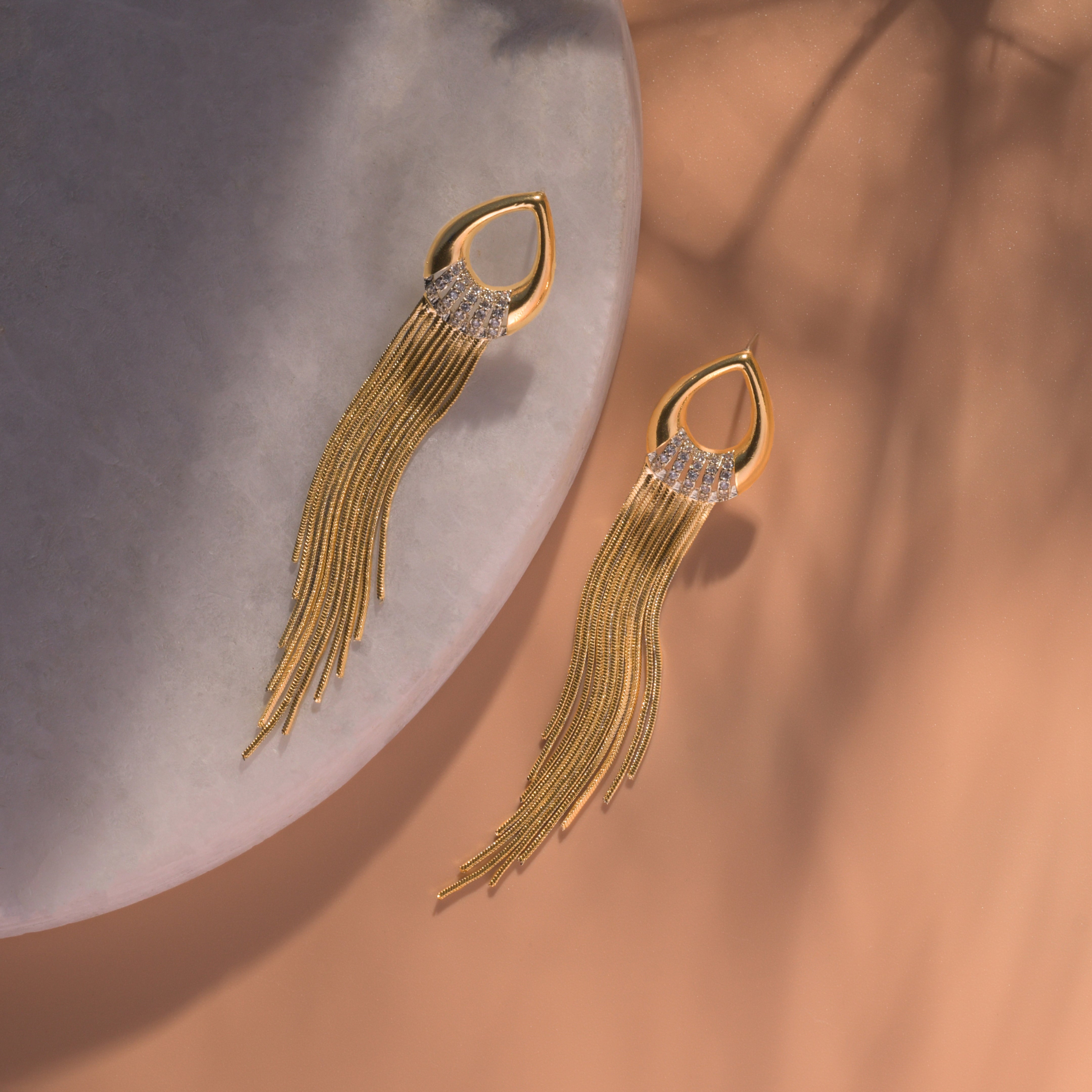 Gold Plated Hanging Chains Earrings