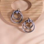 Load image into Gallery viewer, Silver Plated Encircled Double Dangler Earring