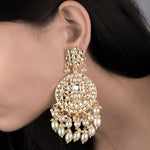 Load image into Gallery viewer, Gold Plated Traditional Silver Kundan &amp; Pearl Earring