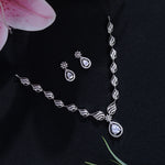 Load image into Gallery viewer, Silver Plated Crystal American Diamond Necklace Set
