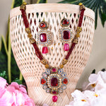 Load image into Gallery viewer, Maroon Heavy Beads &amp; Kundan Necklace Set