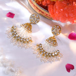 Load image into Gallery viewer, Gold Toned Silver Pearl Chandbali Earrings