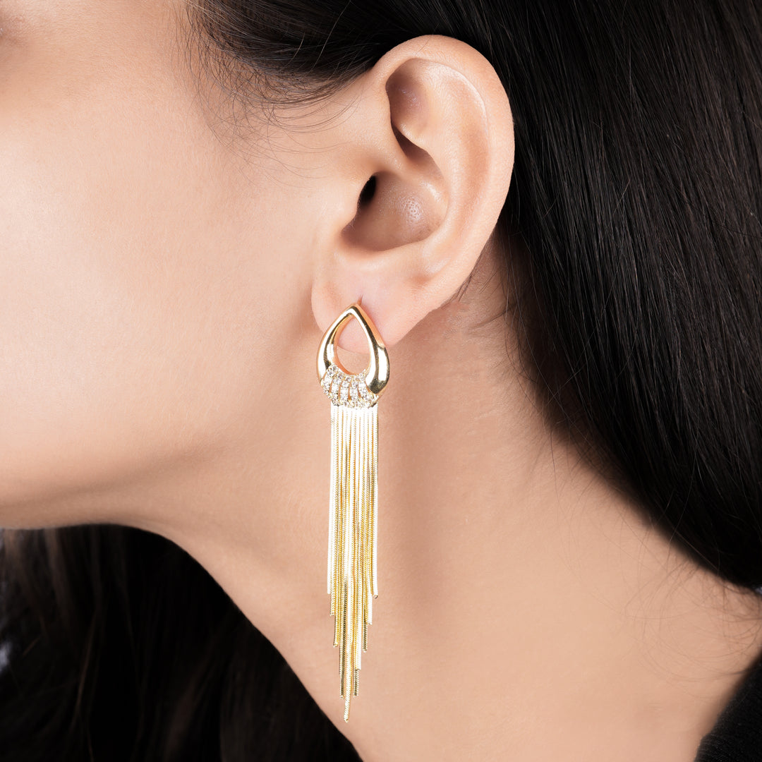 Gold Plated Hanging Chains Earrings