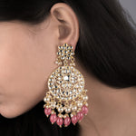 Load image into Gallery viewer, Gold Plated Traditional Pink Kundan &amp; Pearl Earring