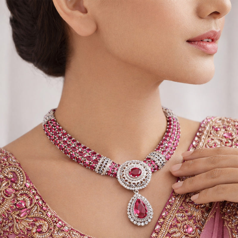 Pink Bridal Necklace Set