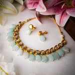 Load image into Gallery viewer, Mint Green Kundan Chokar Necklace Set
