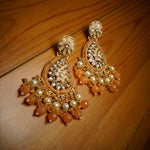 Load image into Gallery viewer, Traditional Kundan &amp; Orange Stones Earring