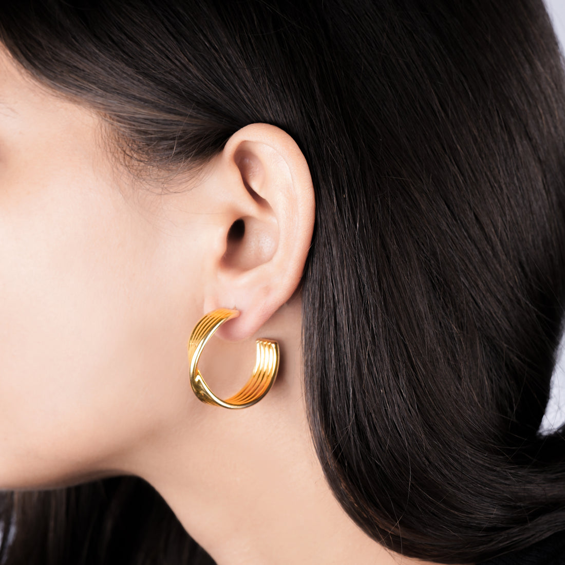 Twisted Gold Hoops Earrings