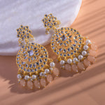 Load image into Gallery viewer, Gold Plated Traditional Peach Kundan &amp; Pearl Earring