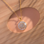 Load image into Gallery viewer, Gold Plated Round &amp; Baguette Cut Circle Pendant