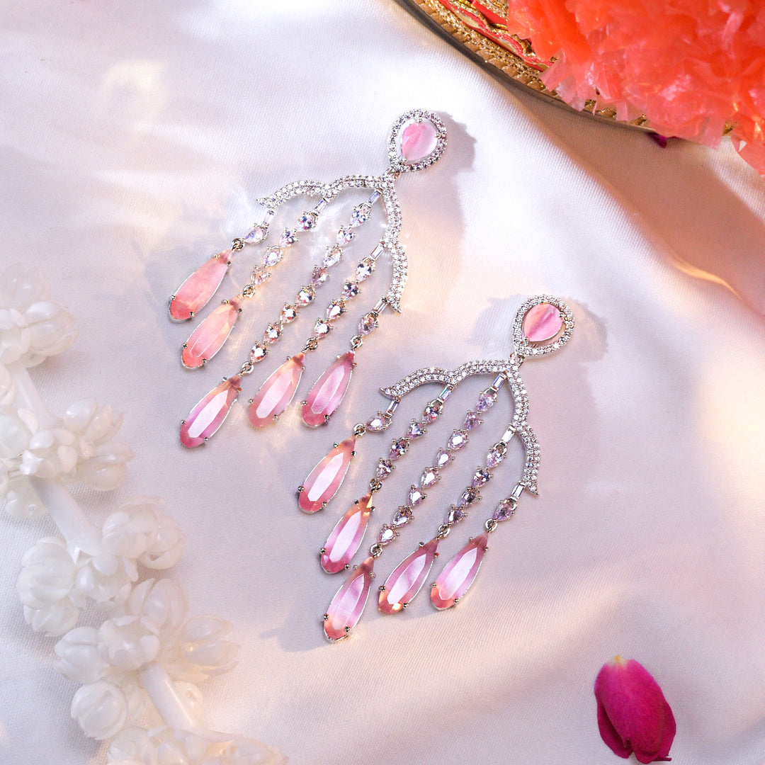 Pink Sapphire Raindrops Earrings
