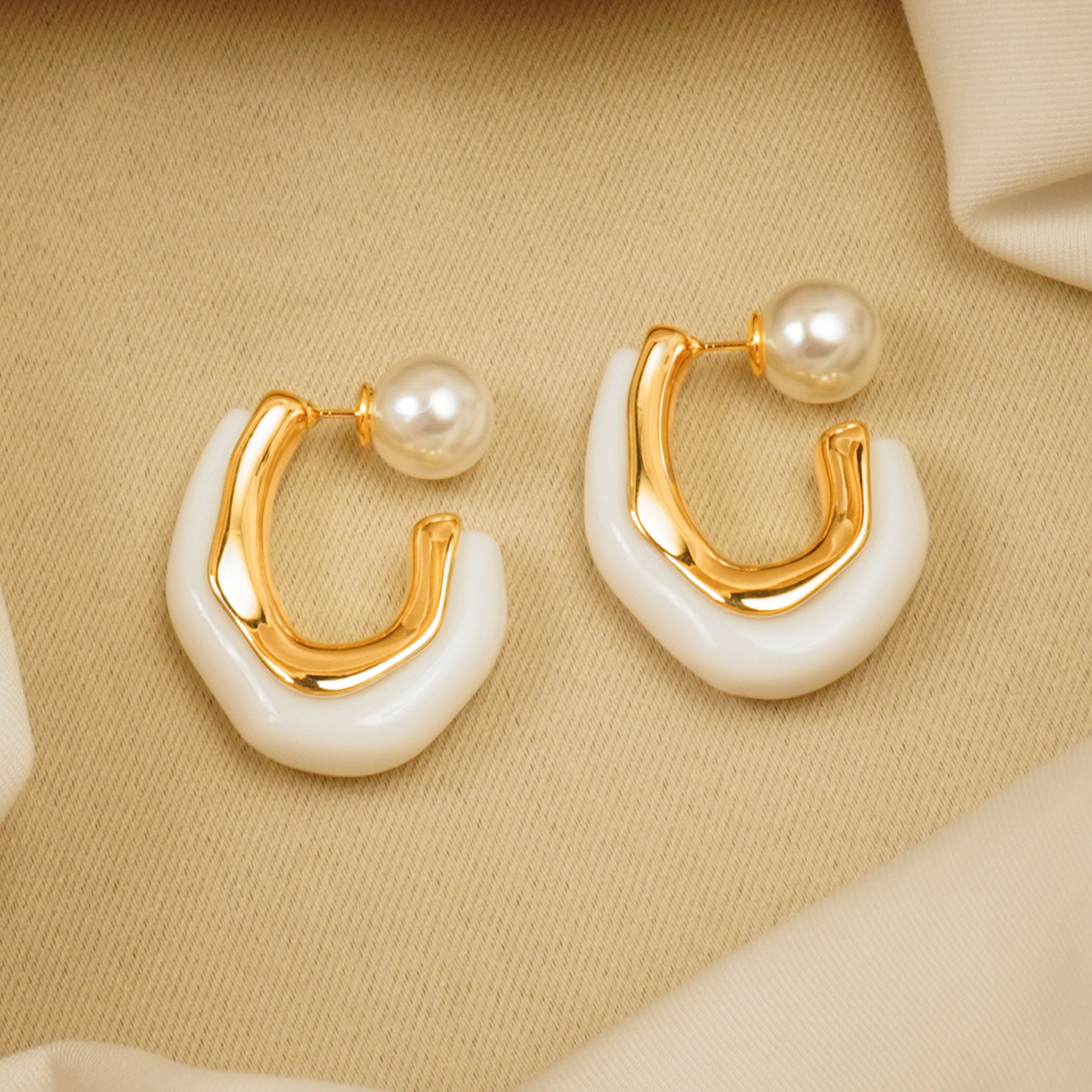 Double Sided White Earrings