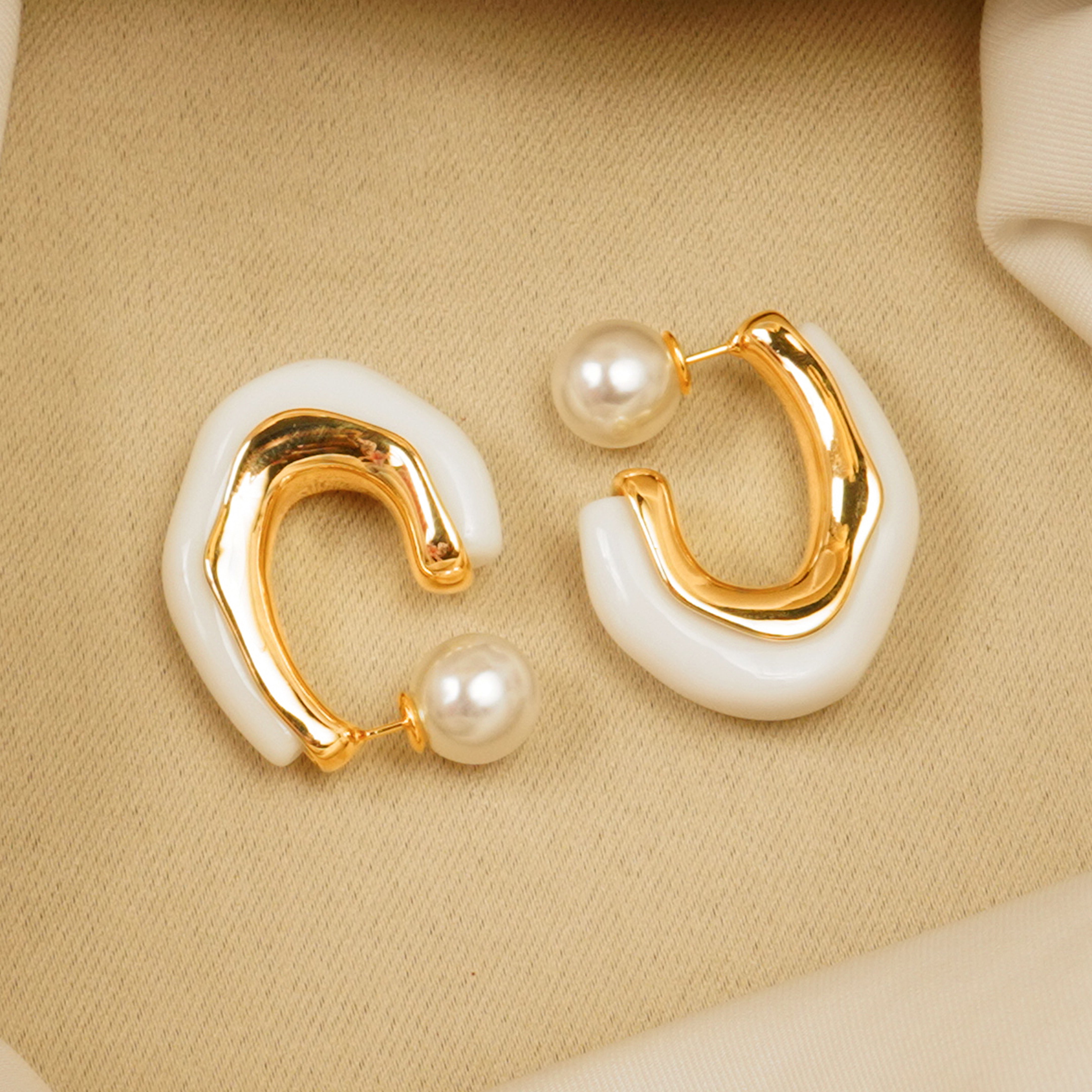 Double Sided White Earrings
