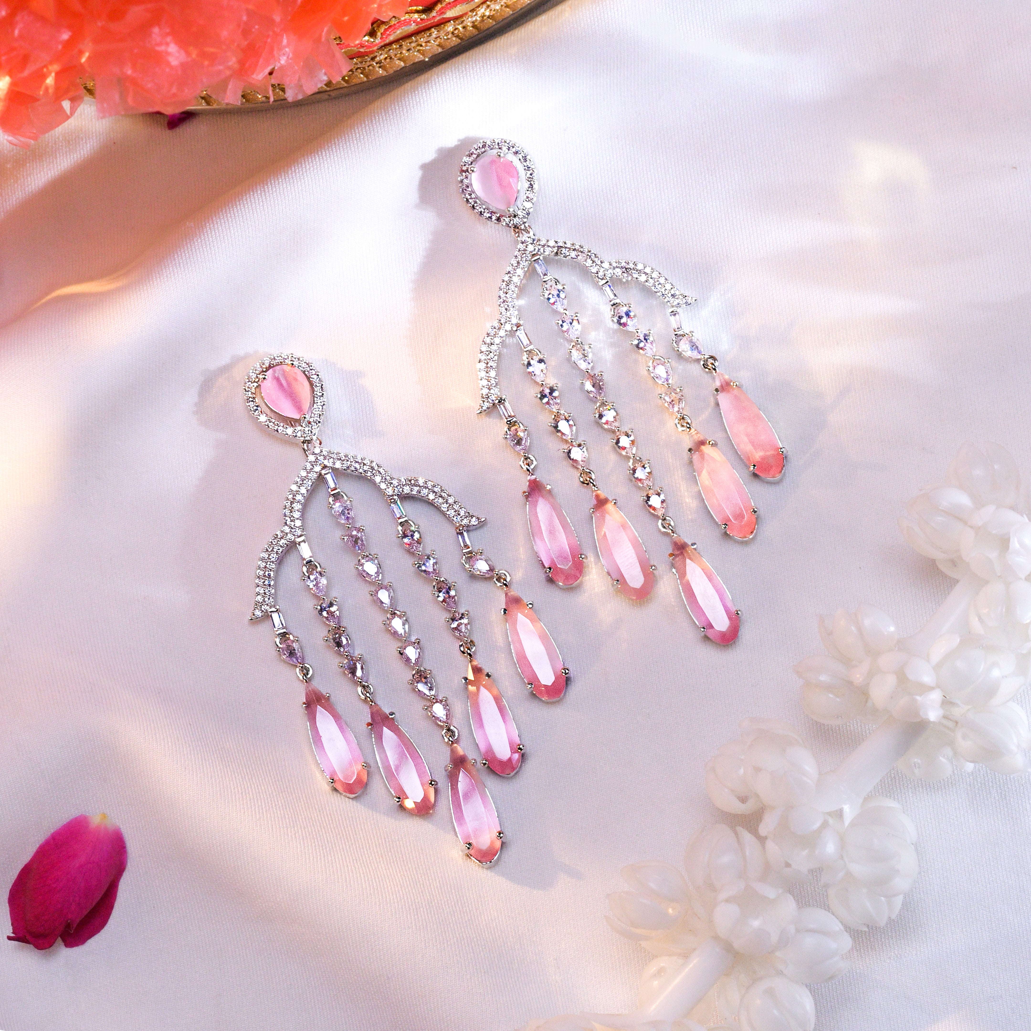 Pink Sapphire Raindrops Earrings