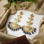 Load image into Gallery viewer, Gold Plated Grey Chandbali Drop Earrings