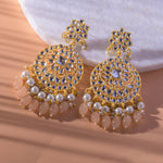 Load image into Gallery viewer, Gold Plated Traditional Peach Kundan &amp; Pearl Earring