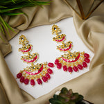 Load image into Gallery viewer, Gold Plated Red Chandbali Drop Earrings