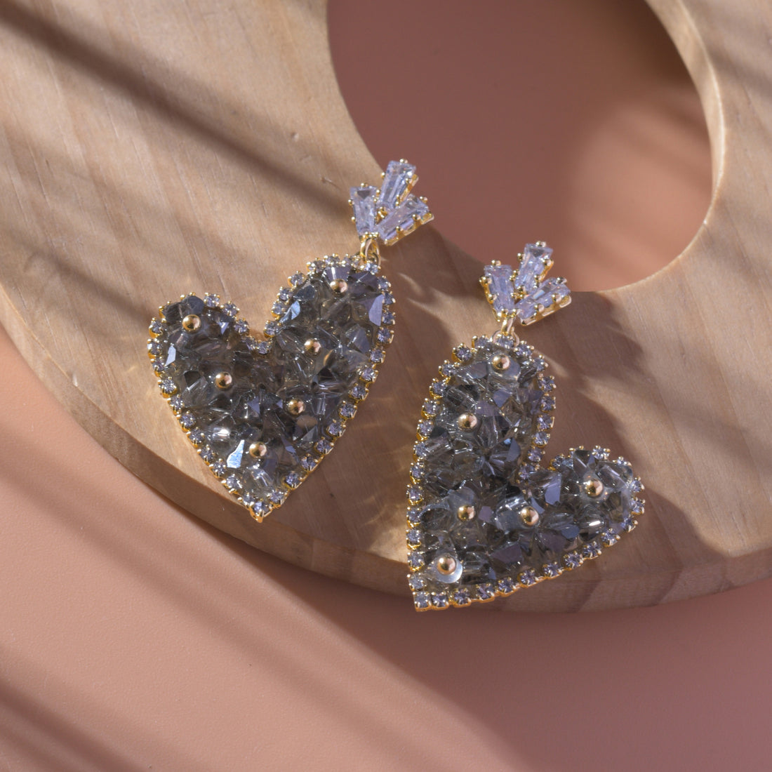 Black Sparkling Heart Earrings