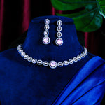 Load image into Gallery viewer, Silver Plated Necklace Set With Pink Stone