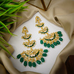 Load image into Gallery viewer, Gold Plated Green Chandbali Drop Earrings