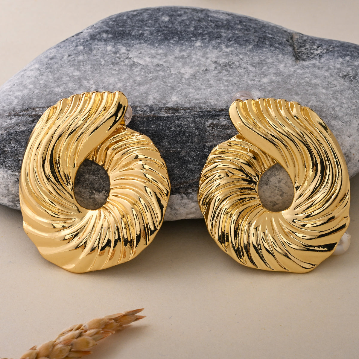 Golden Spiral Stud Earrings