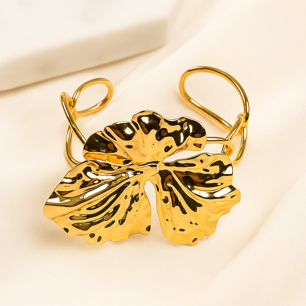 Golden Orchid Cuff Bracelet