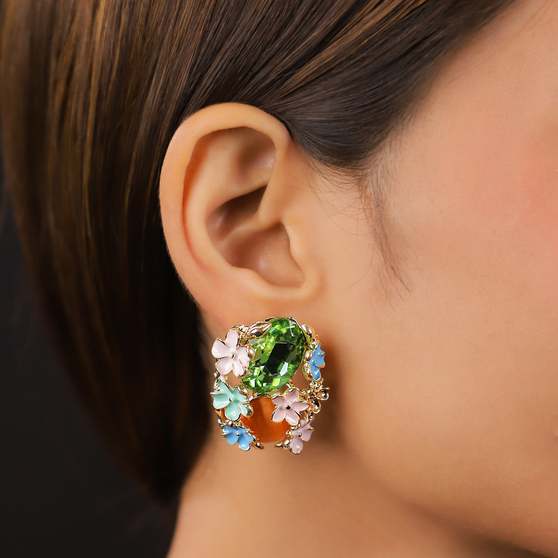 Emerald Pastel Bloom Studs