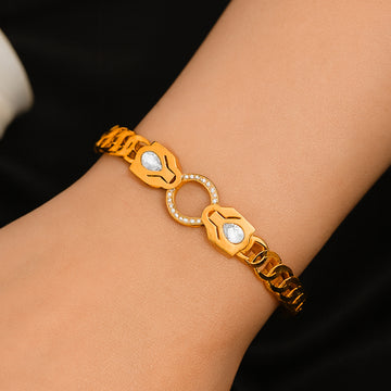 Crystal Felines - Faux Diamond & Gold Bracelet