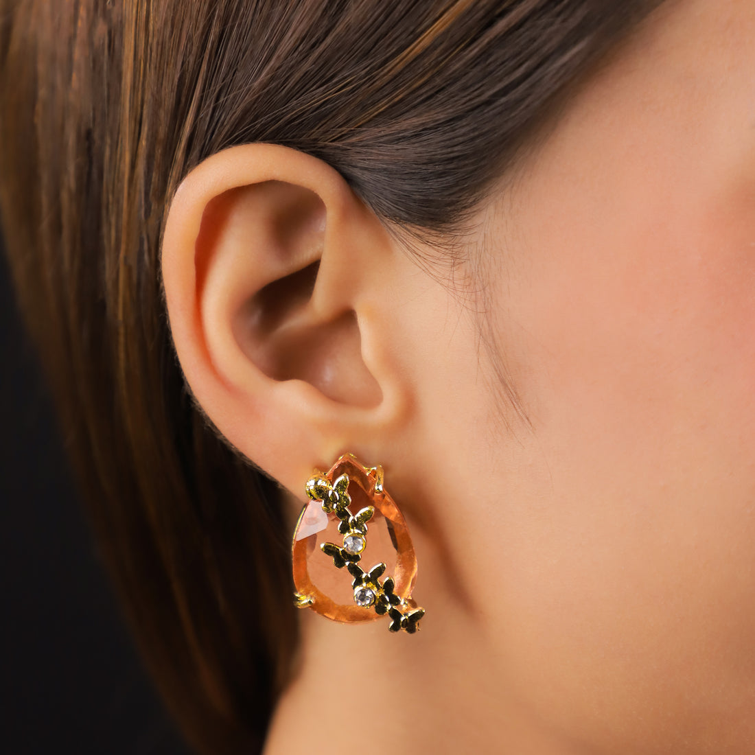 Peach Teardrop Studs