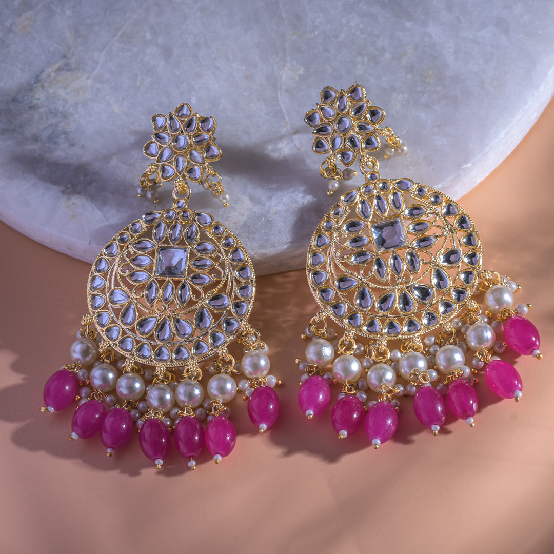 Gold Plated Traditional Kundan & Pearl Earring
