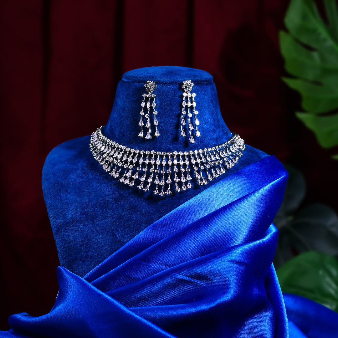 Crystal Rhinestone Choker Necklace Set