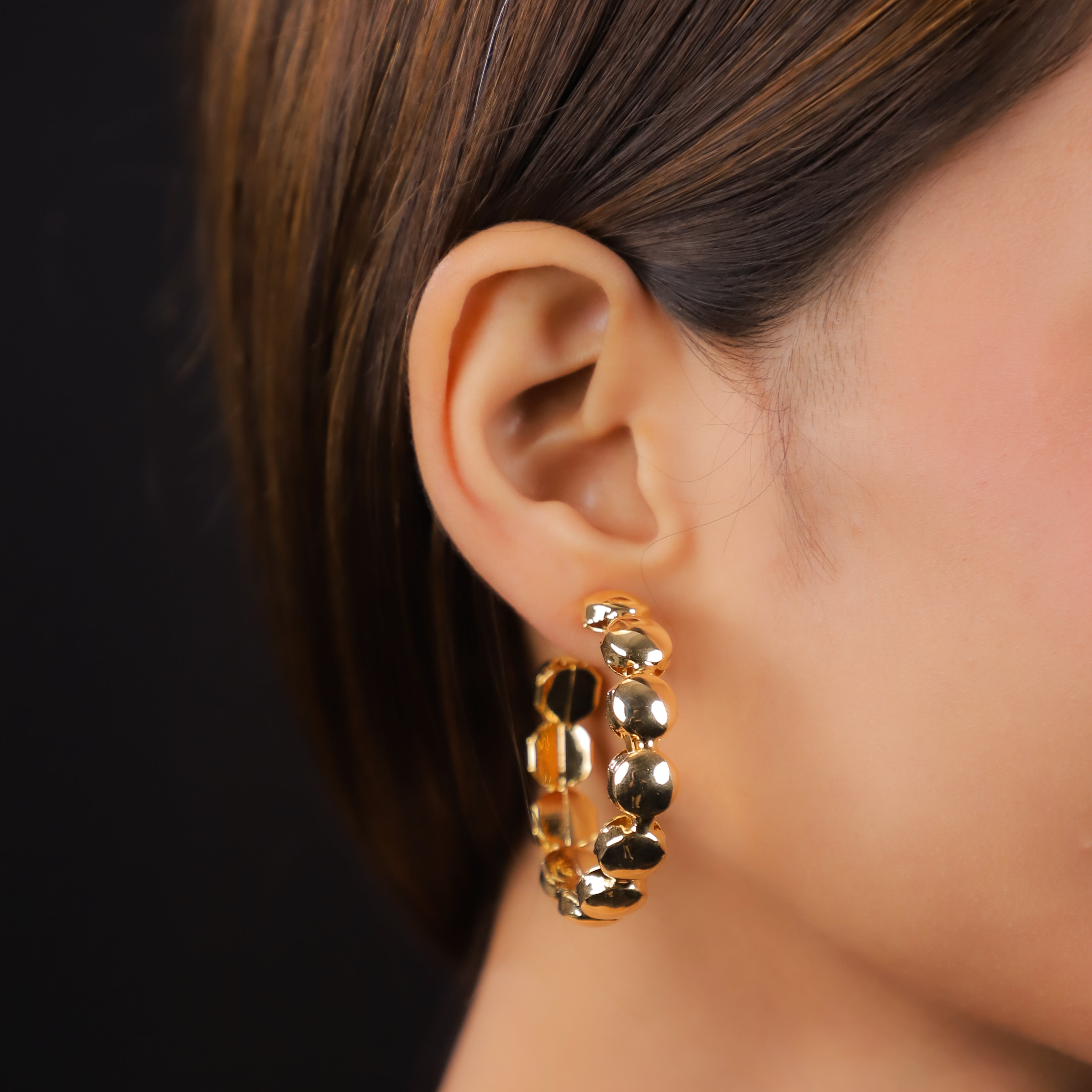 Golden Pebble Hoop Earrings