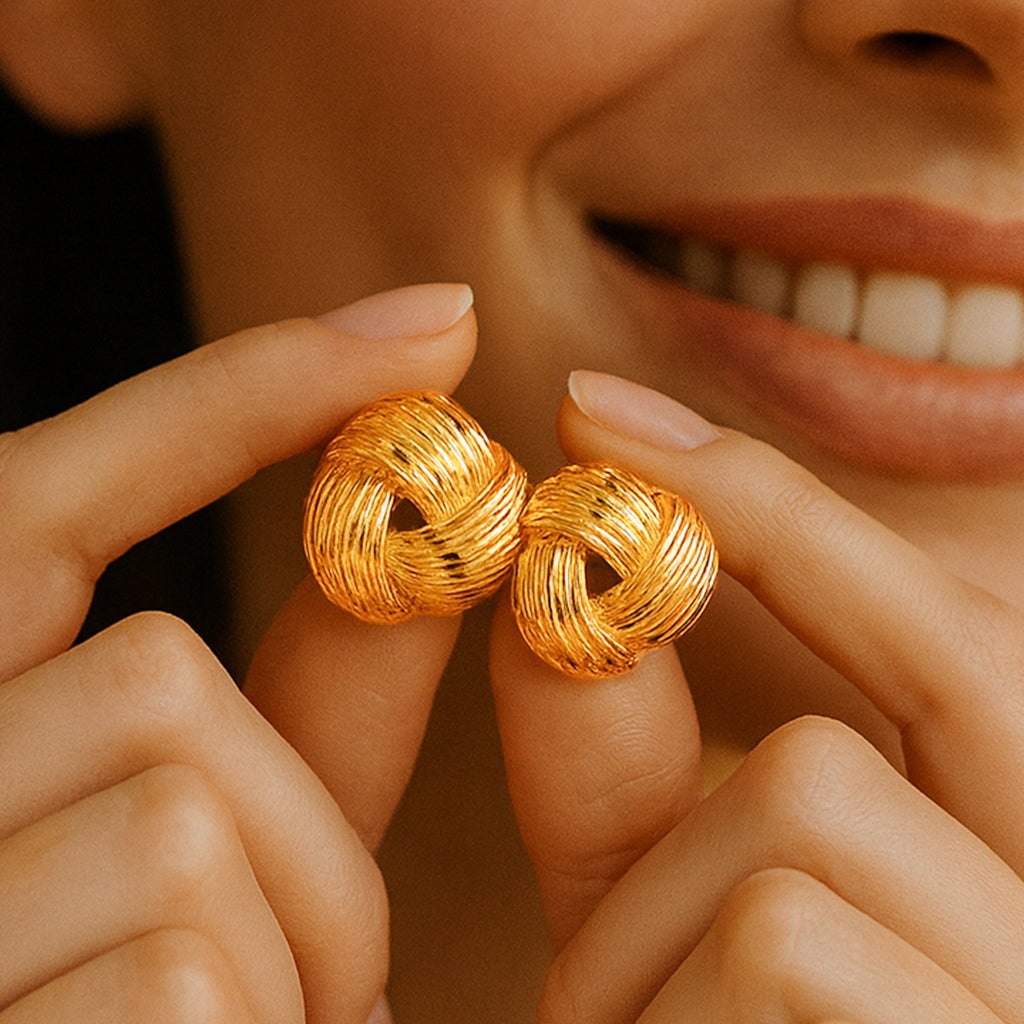 Golden Trinity - Statement Stud Earrings