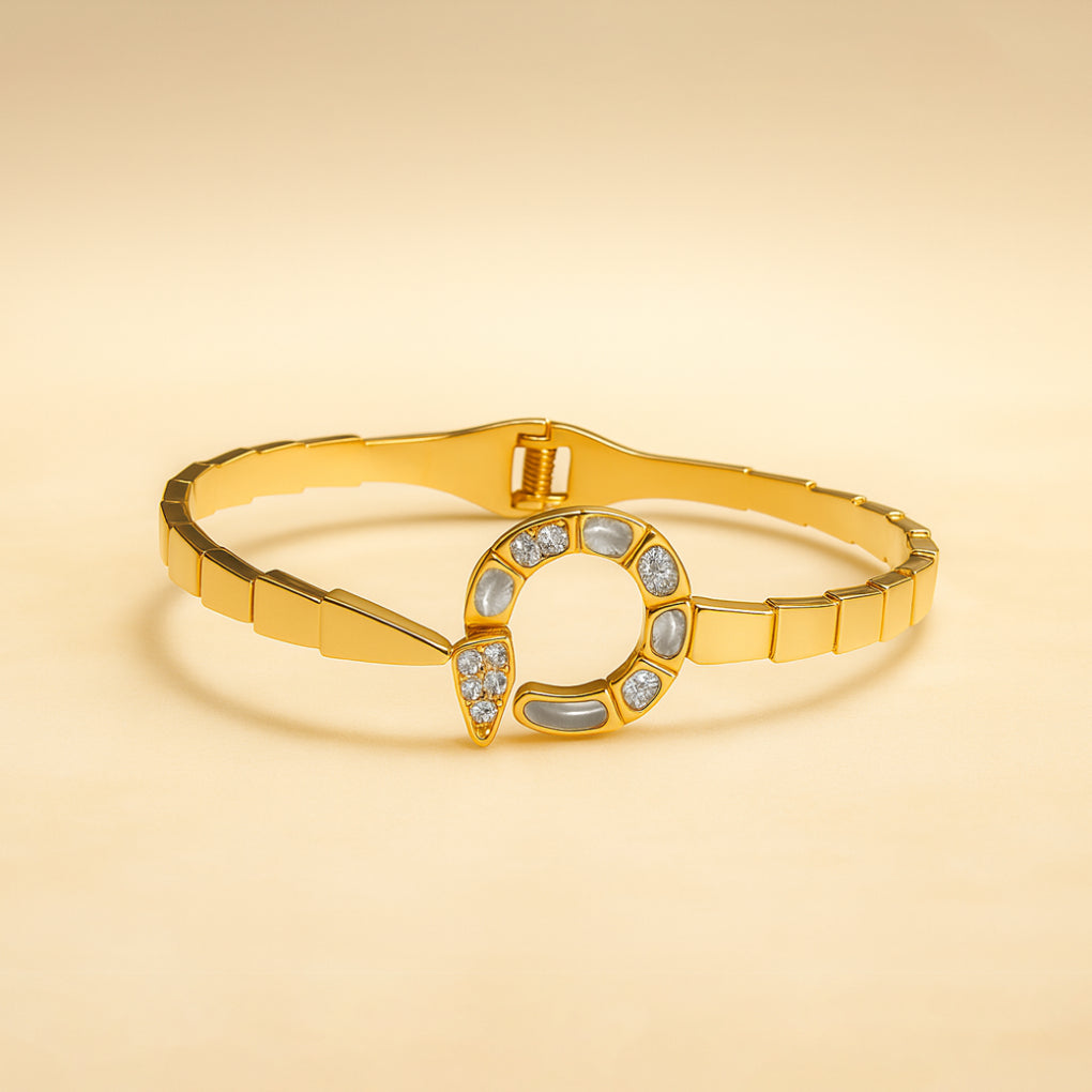 Crystal Snake - Statement Gold Bracelet