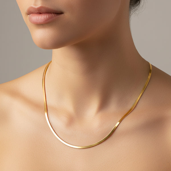 Glossy Gold Snake Chain Necklace
